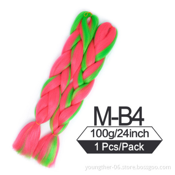 Wholesale 100g Crochet Braids Hair 24 Inch Synthetic Colourful Hair Extensions For Woman